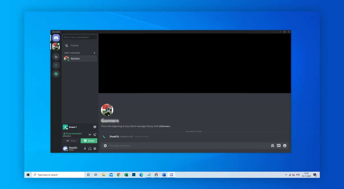 black screen when screen sharing discord