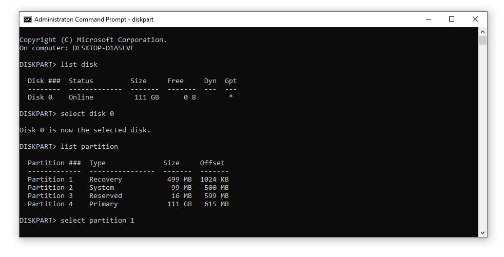 Setting active partition 