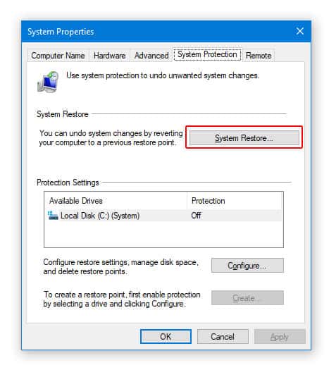 System Restore to Fix Error 28