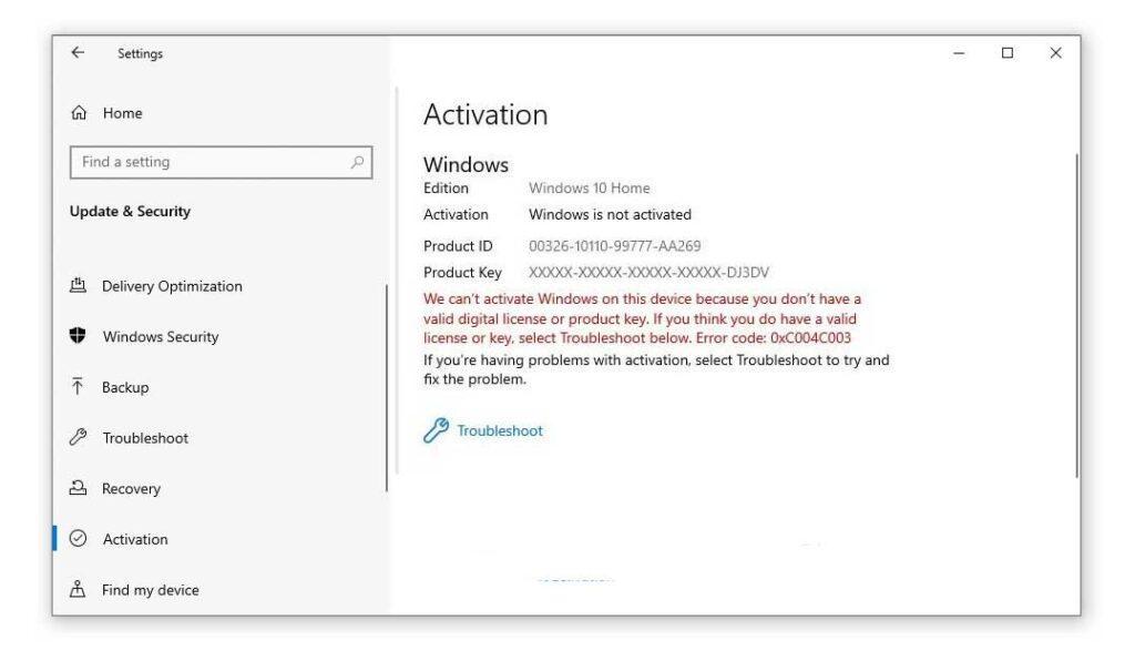 0xc004c003 windows 10 activation