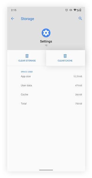  Clear Cache of Settings