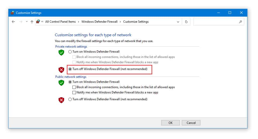 Disable Windows Defender