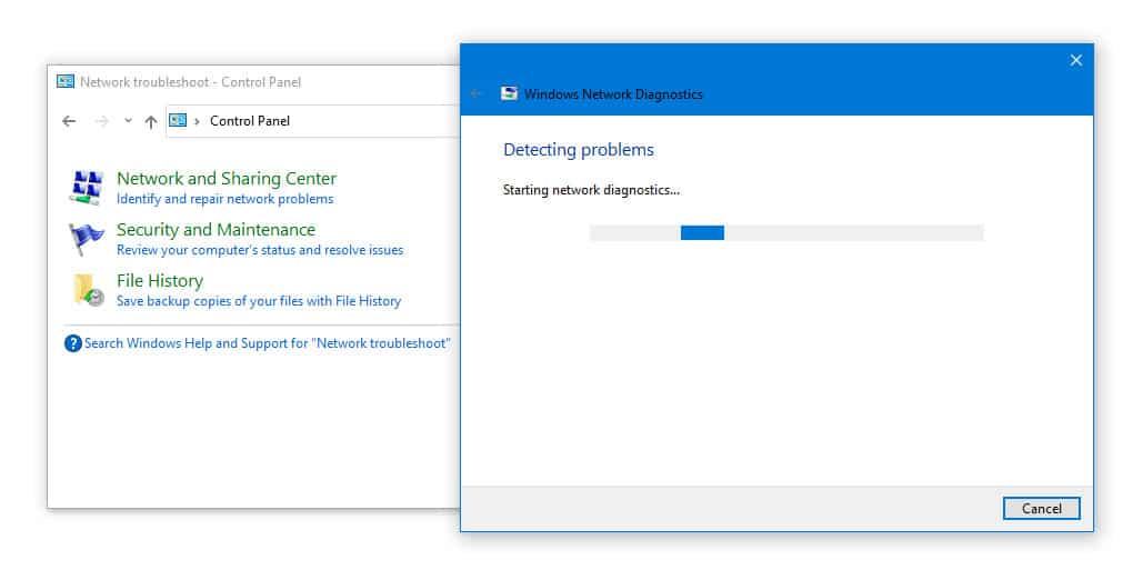 Run a Network Troubleshooter