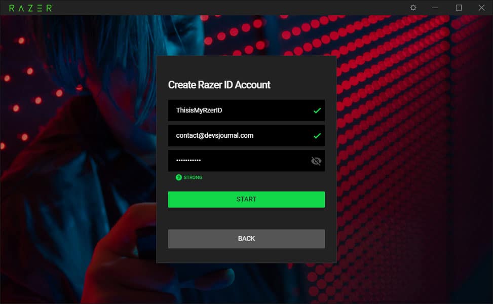 Create A New Razer Synapse Account