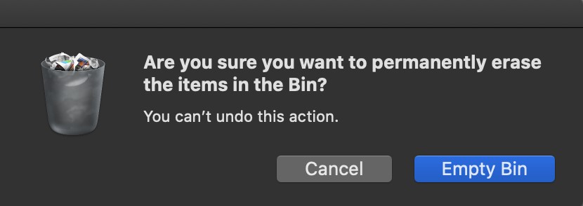 Clearing the Bin on Mac