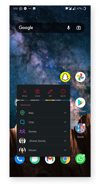 how to add snapchat shortcut to home screen