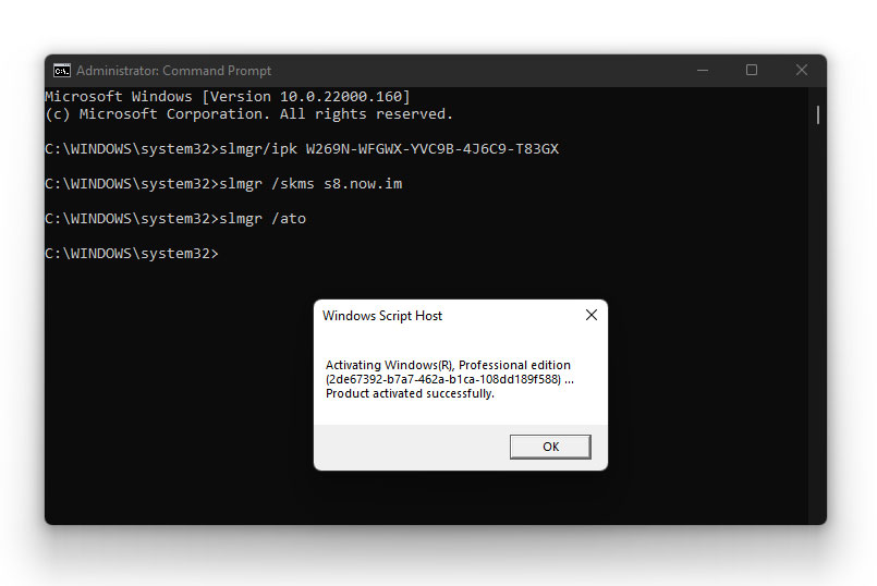 Activate Windows 11 Using Command Prompt