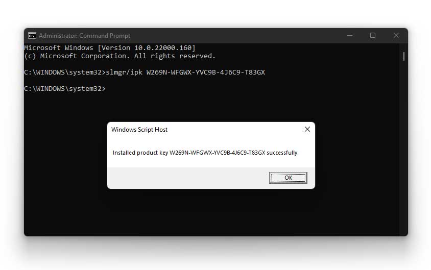 Activate Windows 11 Using Command Prompt