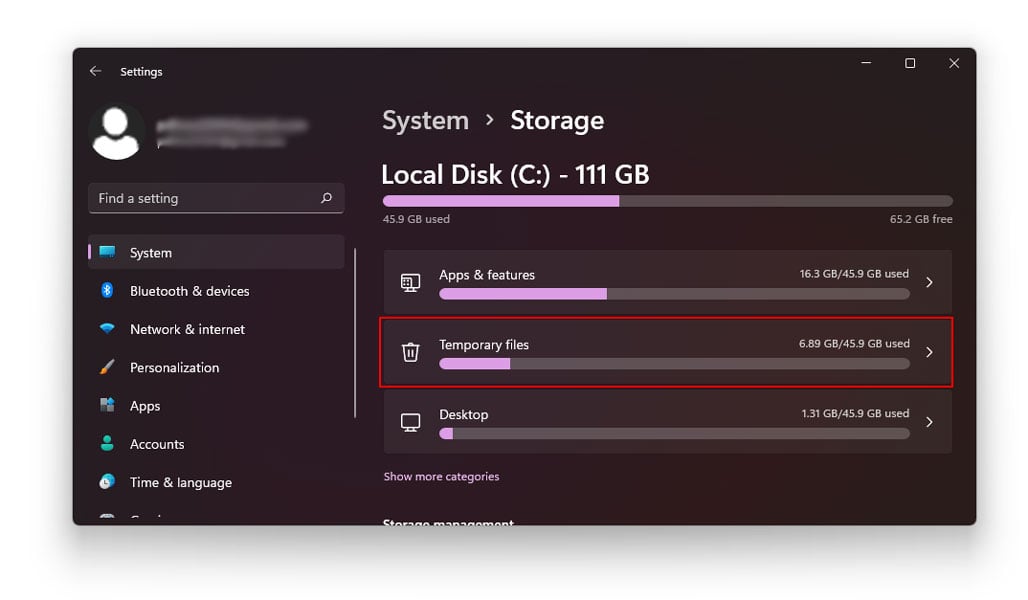 how to clean temp files in windows 11