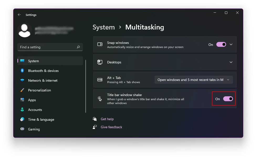 Enable Title Bar Window Shake in Windows 11