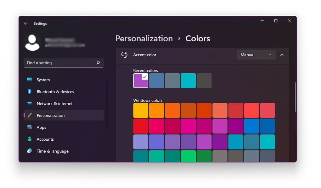 How to change theme color in windows 11