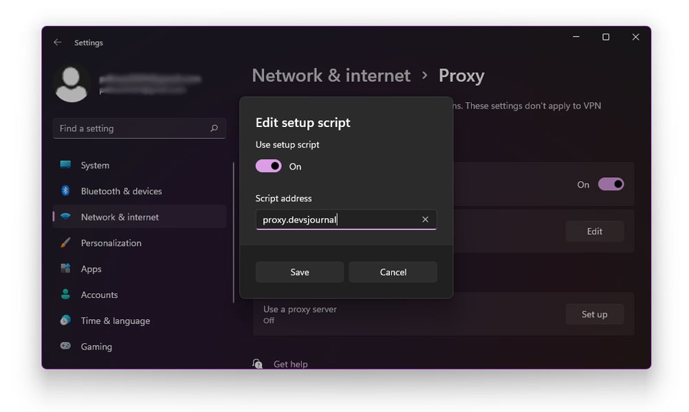 Setup a Proxy in Windows 11