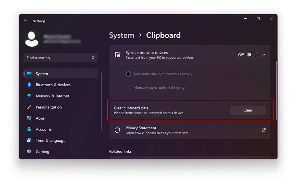Clear Your Windows 11 Clipboard History Using Settings
