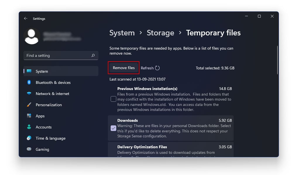 Delete Temporary Windows 11 Files Using Settings