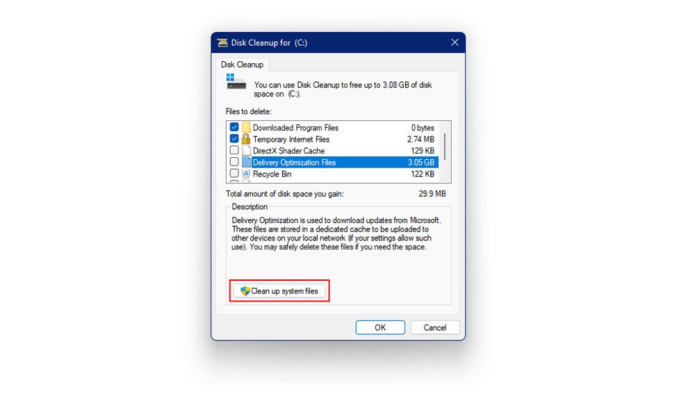 freeing up disk space windows 11