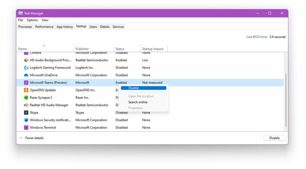 Disable Windows 11 Startup Programs Using Windows task Manager