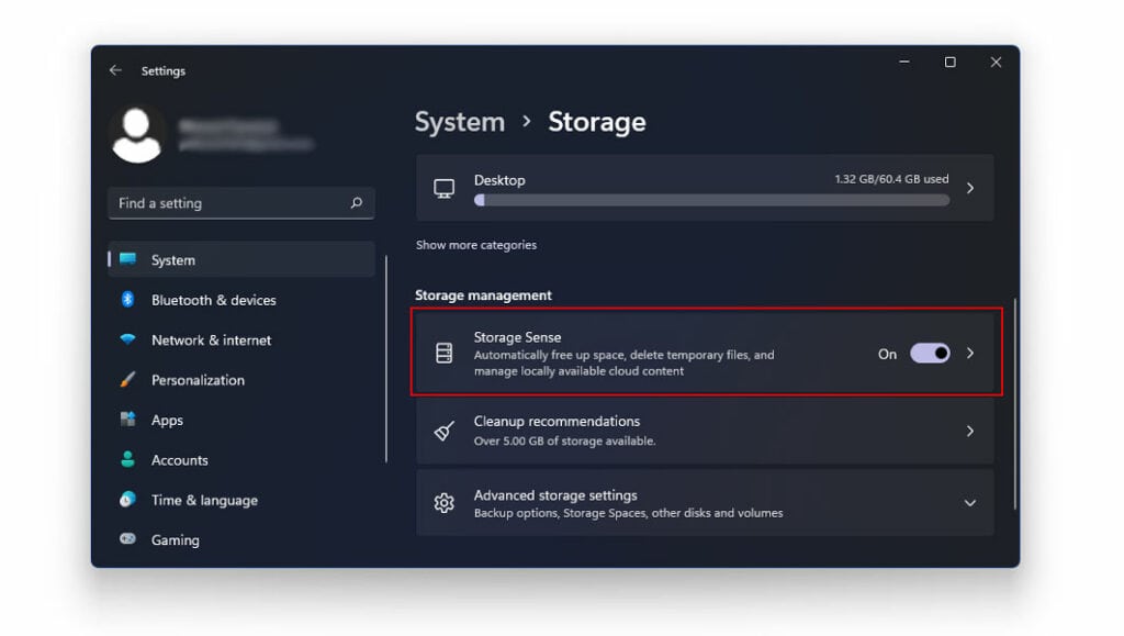 Enable Storage Sense to Delete Temporary Windows 11 Files 
