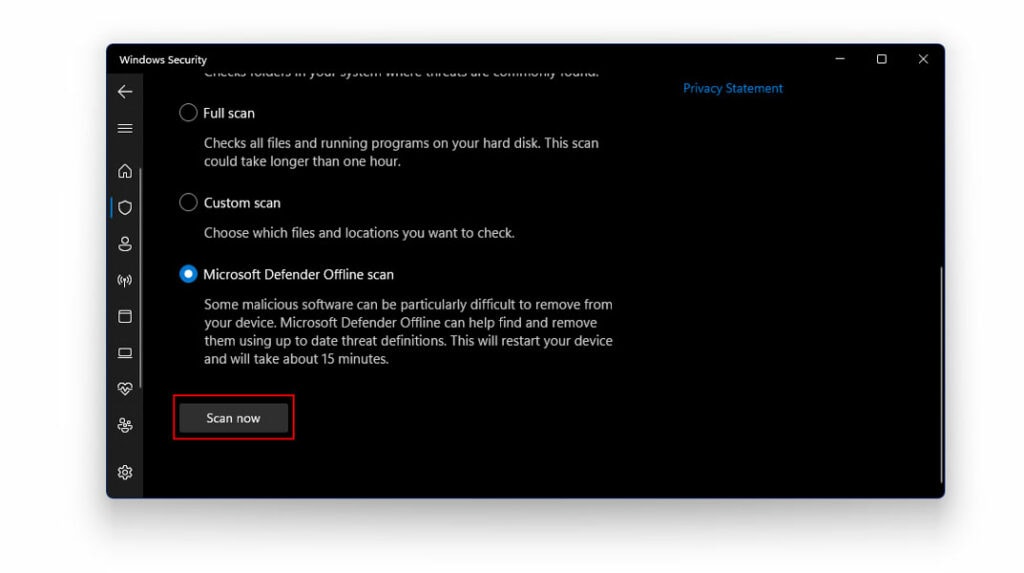 Run a Malware Scan in Windows 11