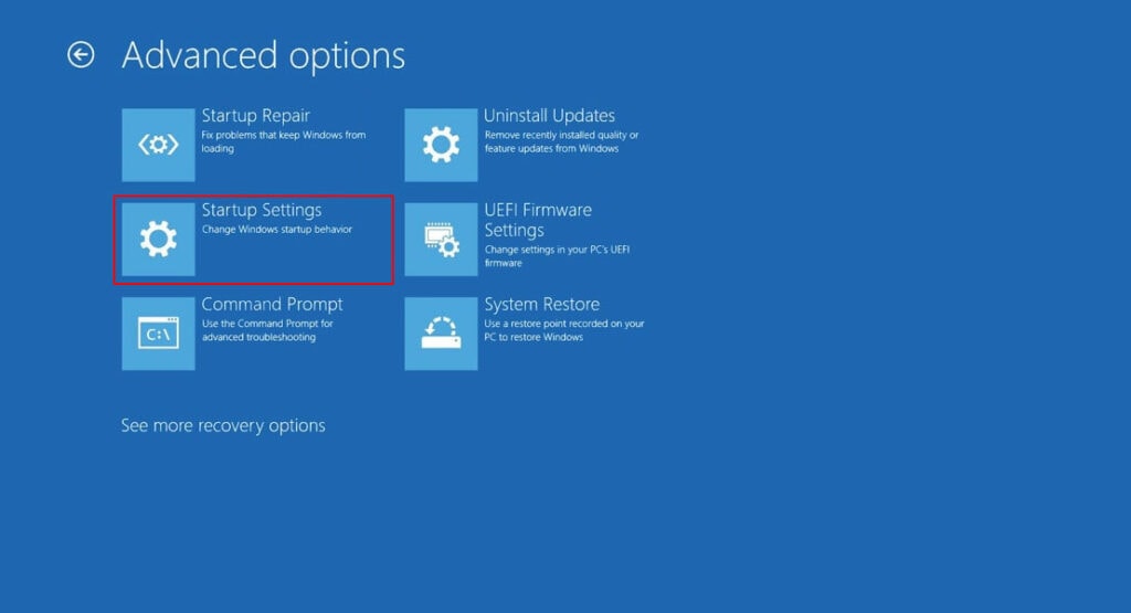 Use Advanced Startup Options to to Fix Windows 11 Black Screen with Mouse Cursor