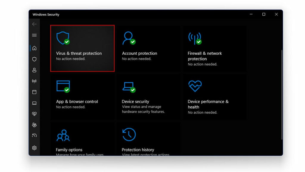 tap on Virus And Threat Protection