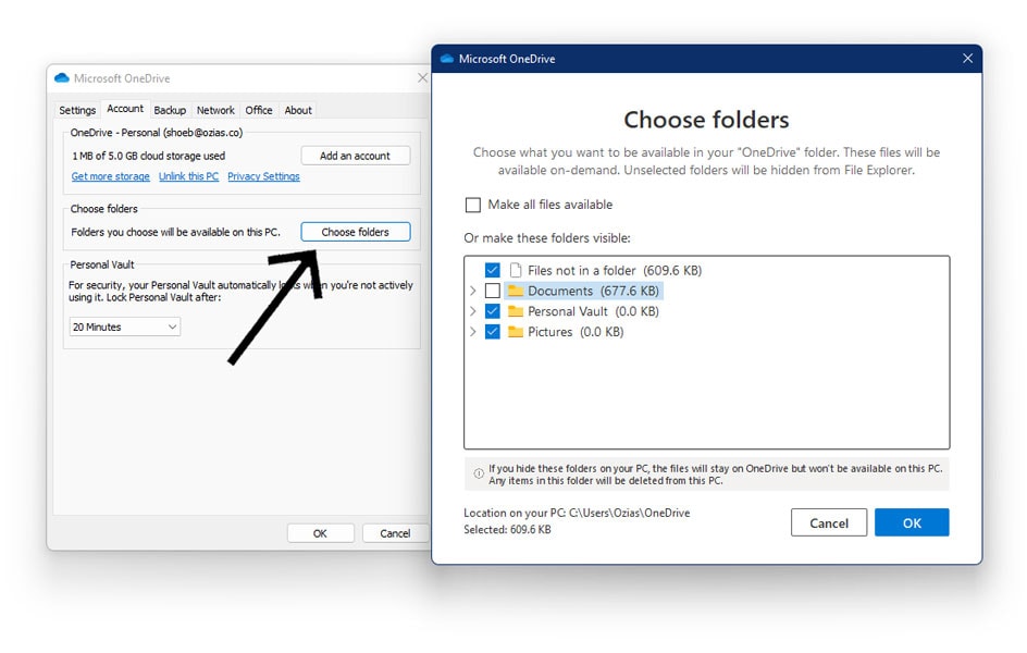 Windows 11 sync folder to onedrive