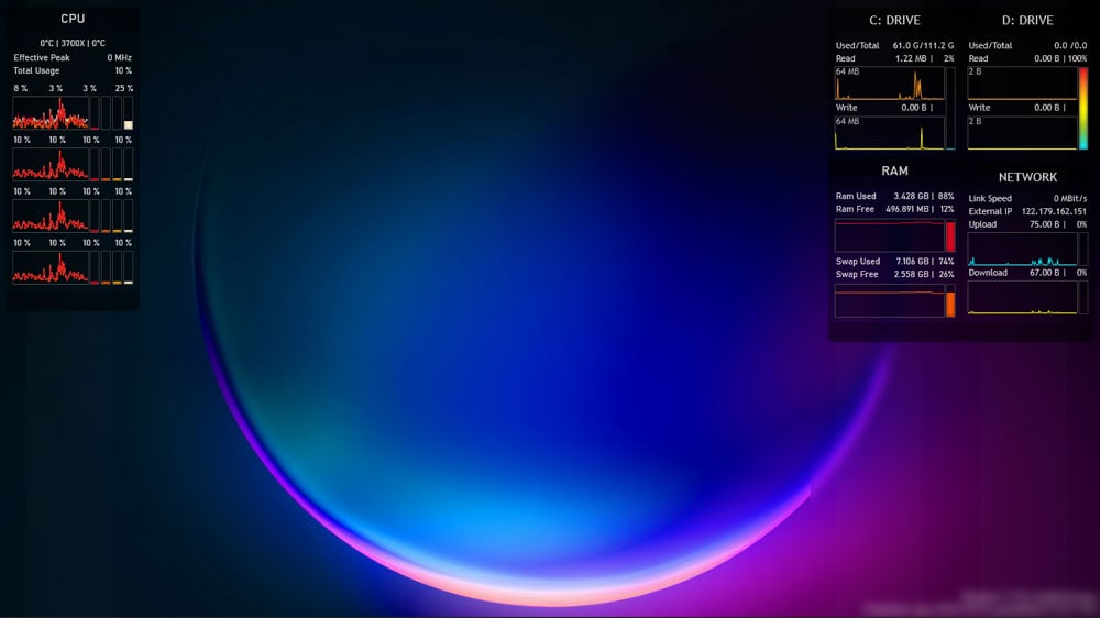 Ahmed-90's System Information Skin - Best Rainmeter Skins for Windows 11 and 10