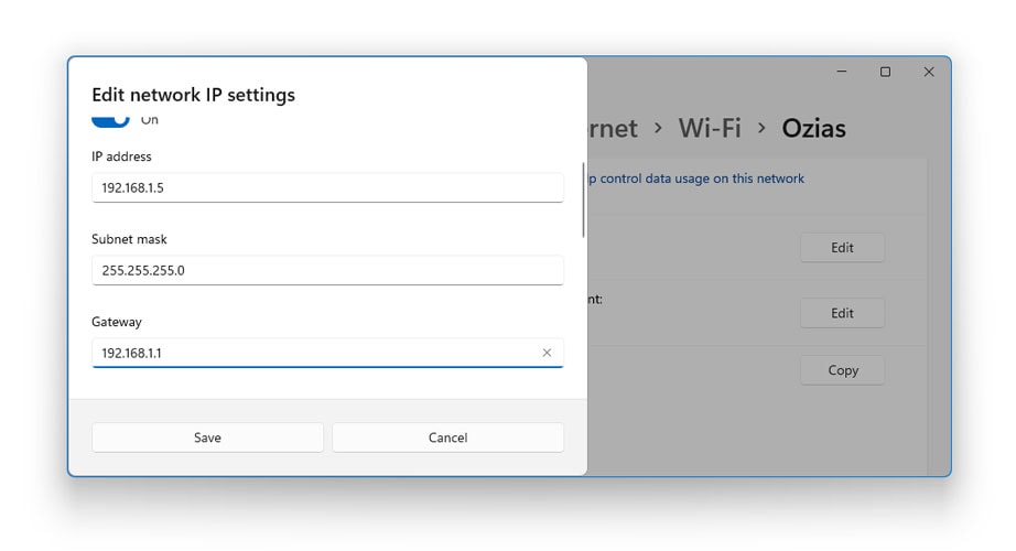 Change the Network IP Settings Manually