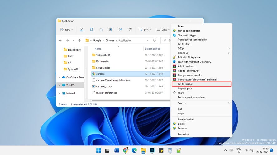 Pin App to Taskbar using File Explorer