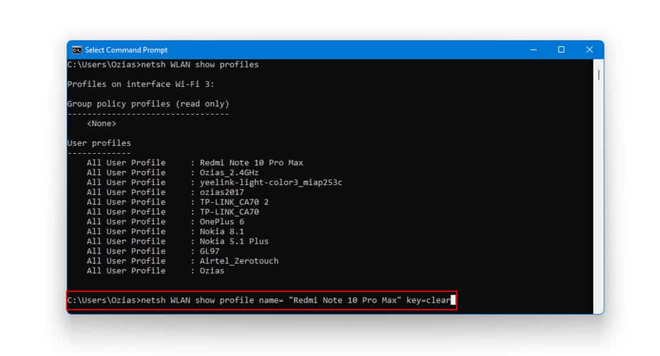 How to View WiFi Password in Windows 11 using Command Prompt