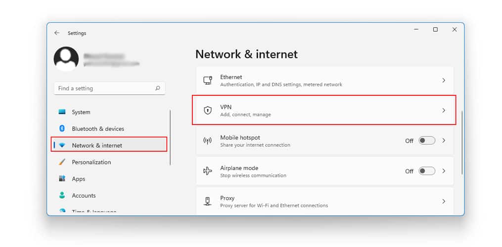 Install a VPN on your Windows 11 via Settings