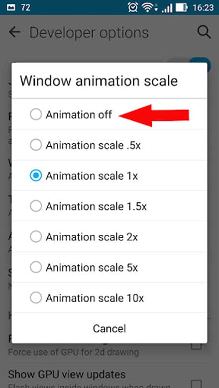 Turn off Windows Animation and Transition Scales to speed up android phone without rooting