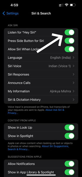 how to activate hey siri on iphone 13