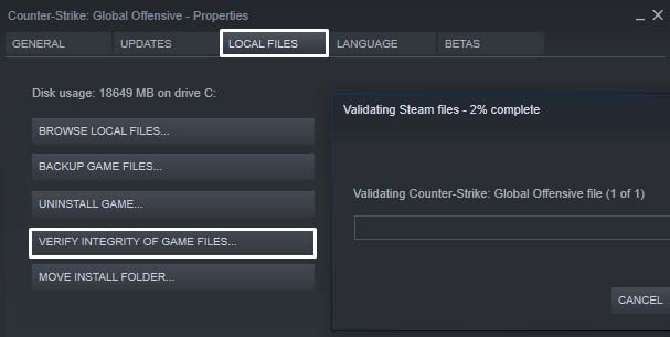 Verify CS GO Files