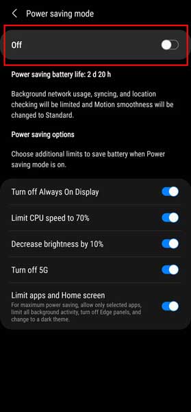 samsung s20 battery draining fast