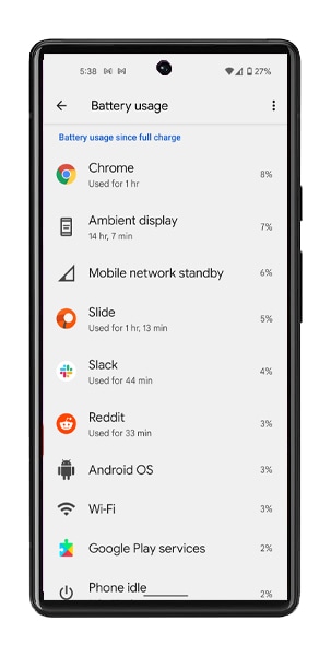 Android 12 Battery Usage Settings