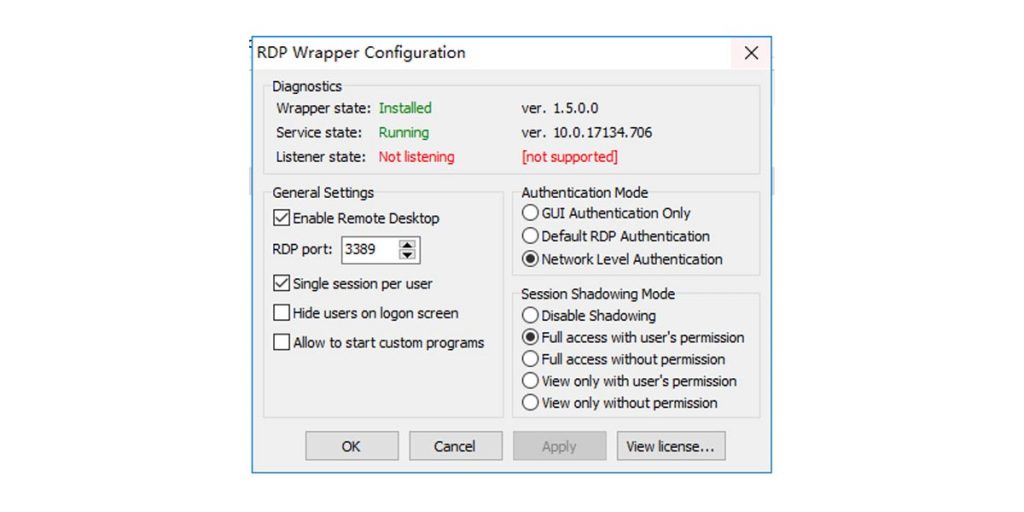 RDP Wrapper Configuration