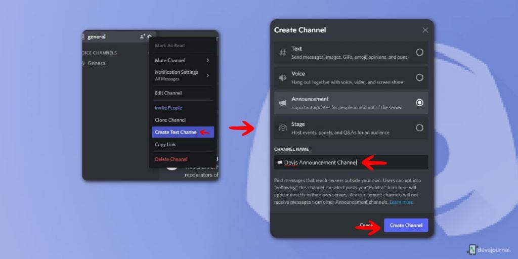 how to make announcement channel in discord