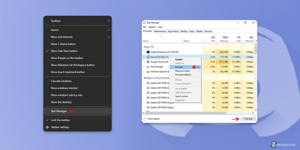 how to refresh discord on pc using task manager 