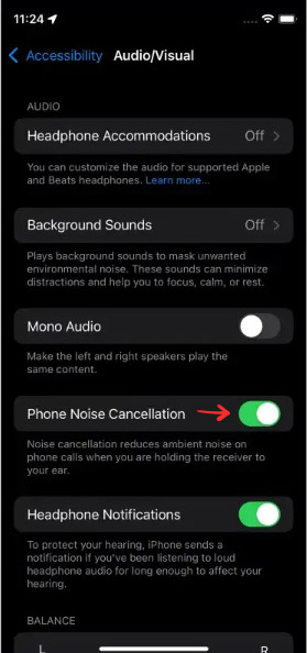 Disable Noise Cancellation On iPhone 13 step 2