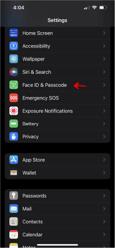 face id not available face ID and Passcode 