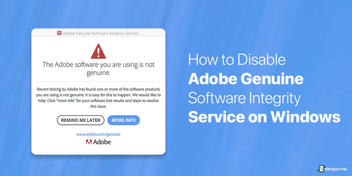 How To Disable Adobe Genuine Software Integrity Service