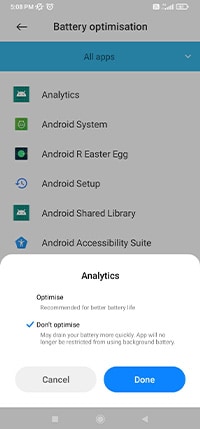 Andriod 13 notification not working disable battery optimisation settings 