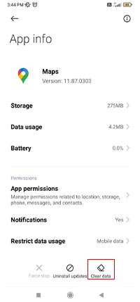 clear crashing app data of android 13 