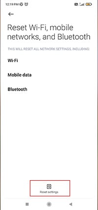 android data not working reset network settings 